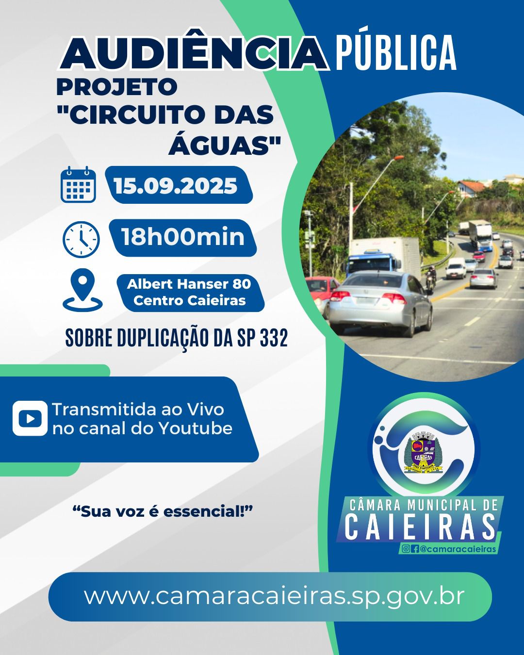 Notícia: AUDIÊNCIA PÚBLICA - Projeto "Circuito das Águas"